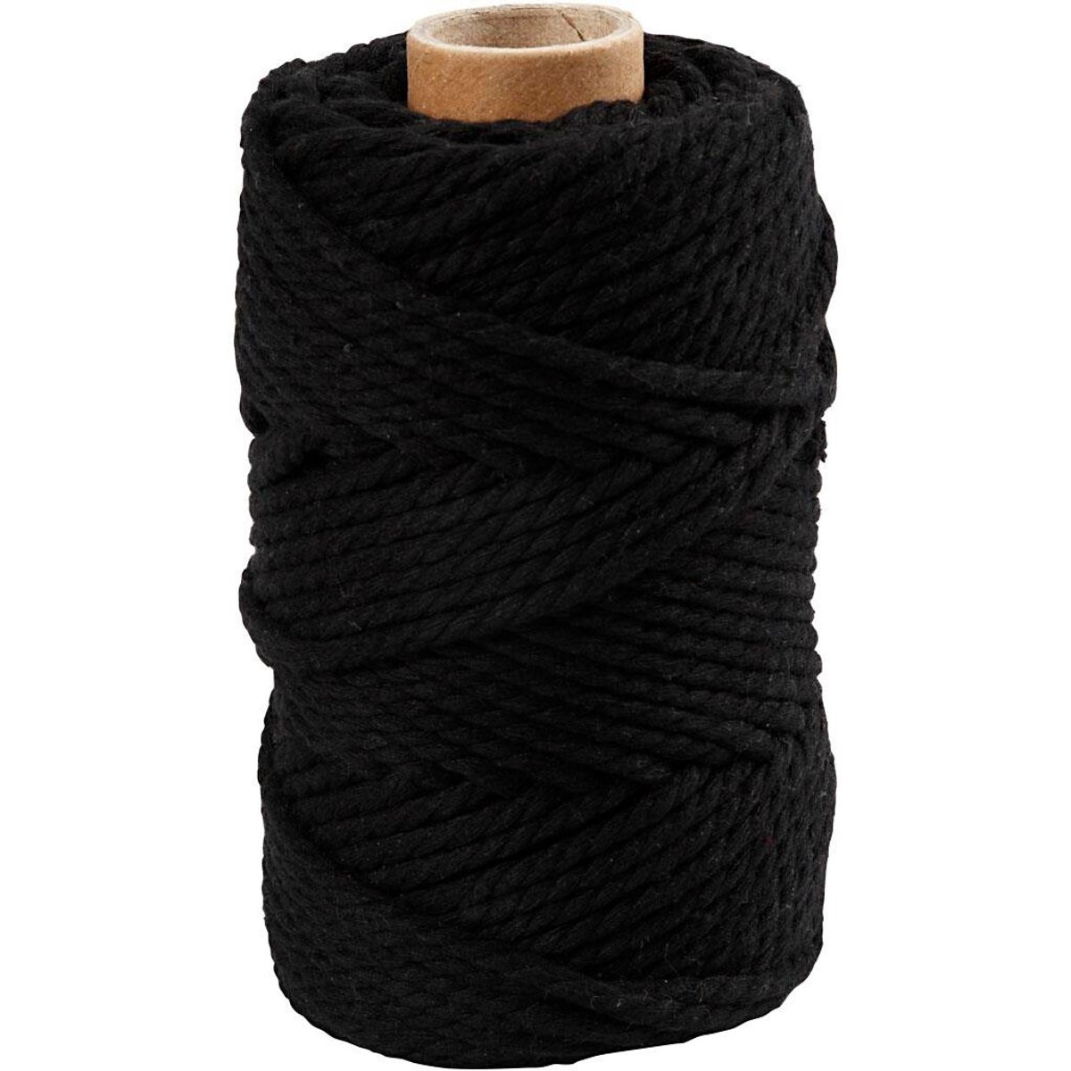 Macramé-reb, 330g, 4 mm. 55 meter, sort