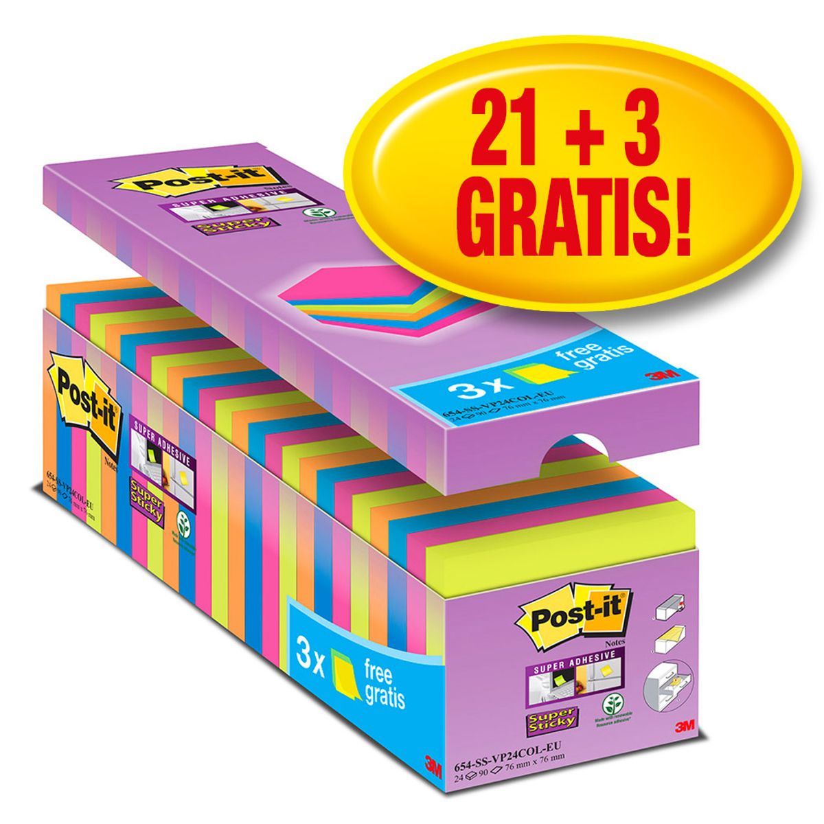 Post-it Super Sticky notes 76 x 76 cm. 24 blokke