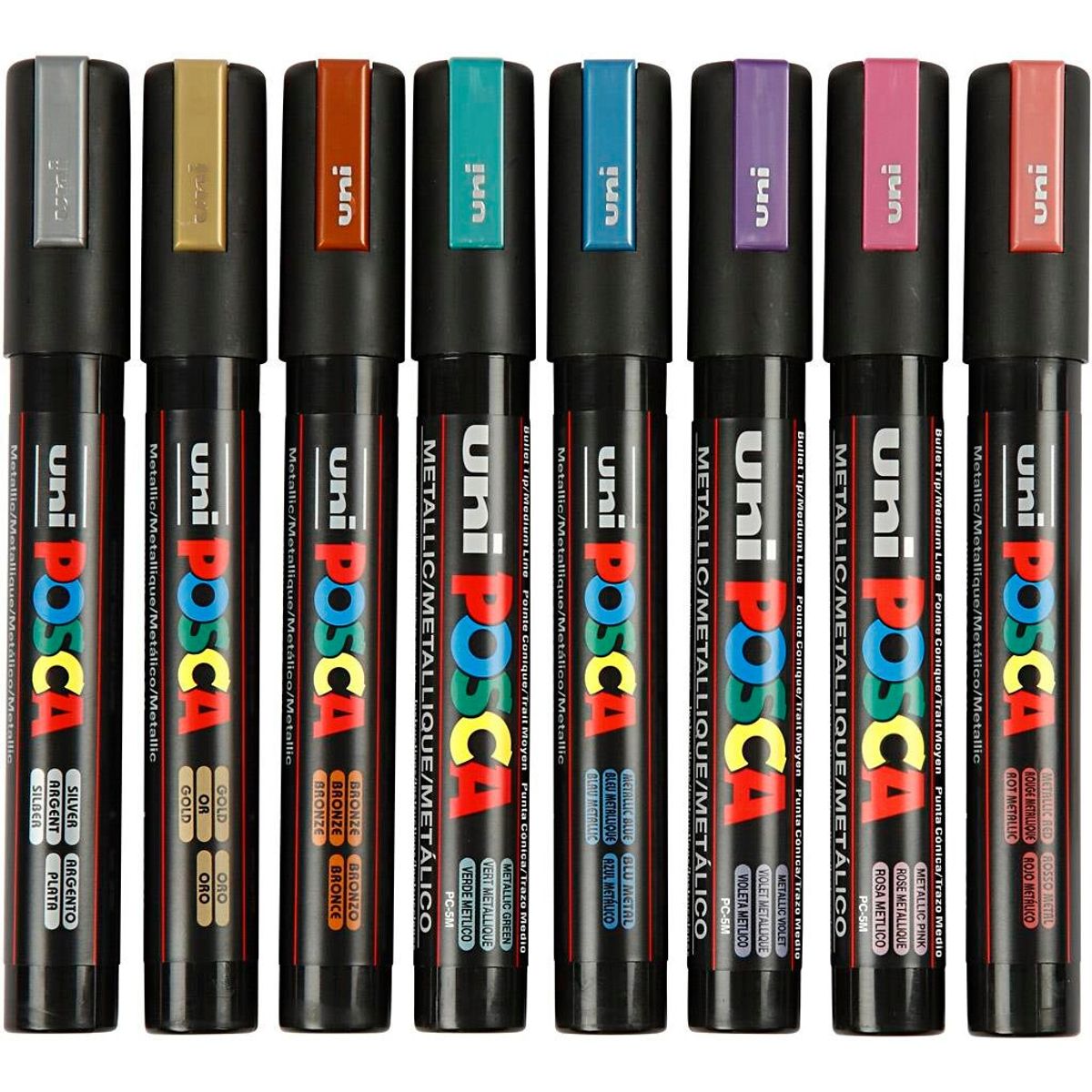 Uni Posca Marker, 1,8-2,5 mm streg, metal farver