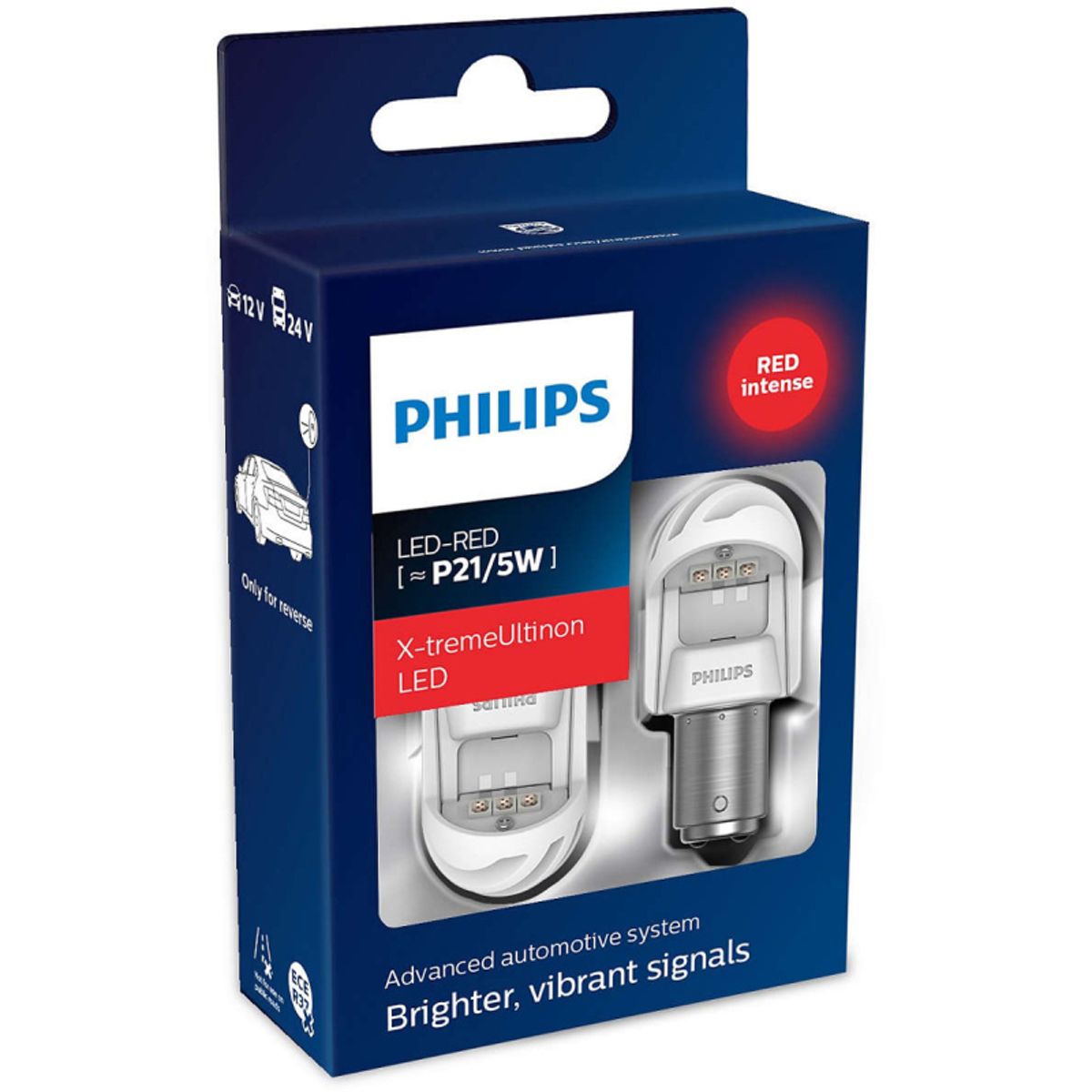 Philips X-tremeUltinon P21/5W LED-RED, Gen2, Baglygte/bremselys pærer (2stk) med op til 12 års levetid