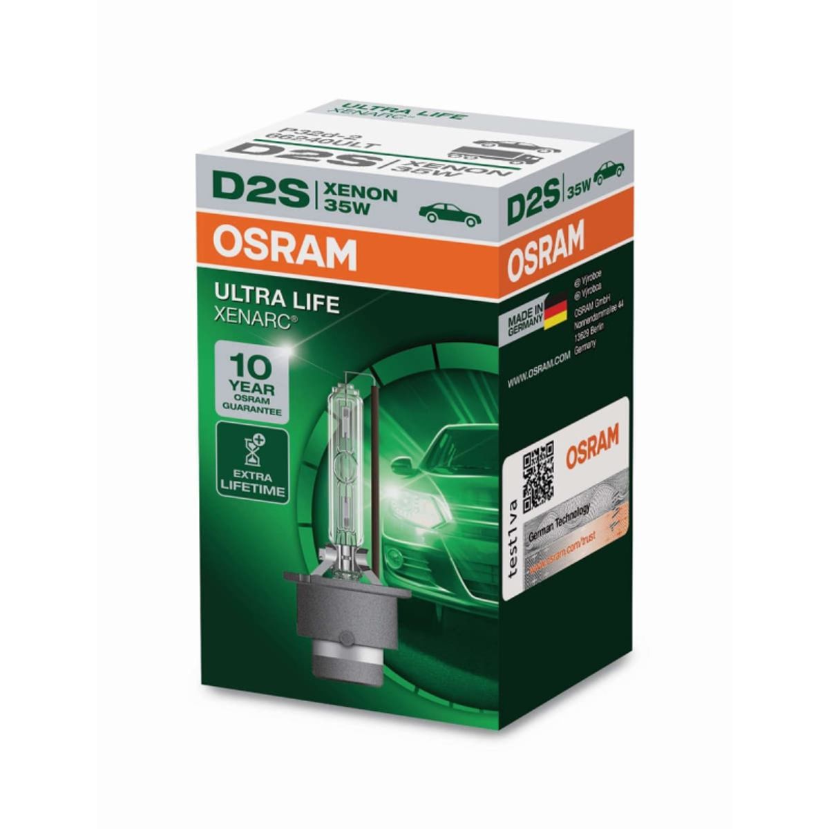 Osram D2S Ultra Life Xenarc, Xenon pære (1 stk) 10 års garanti