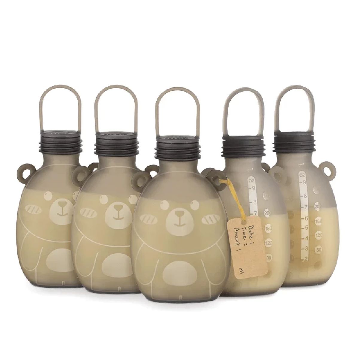 Haakaa Happii Bear Silikoneposer - 5 stk (260ml)