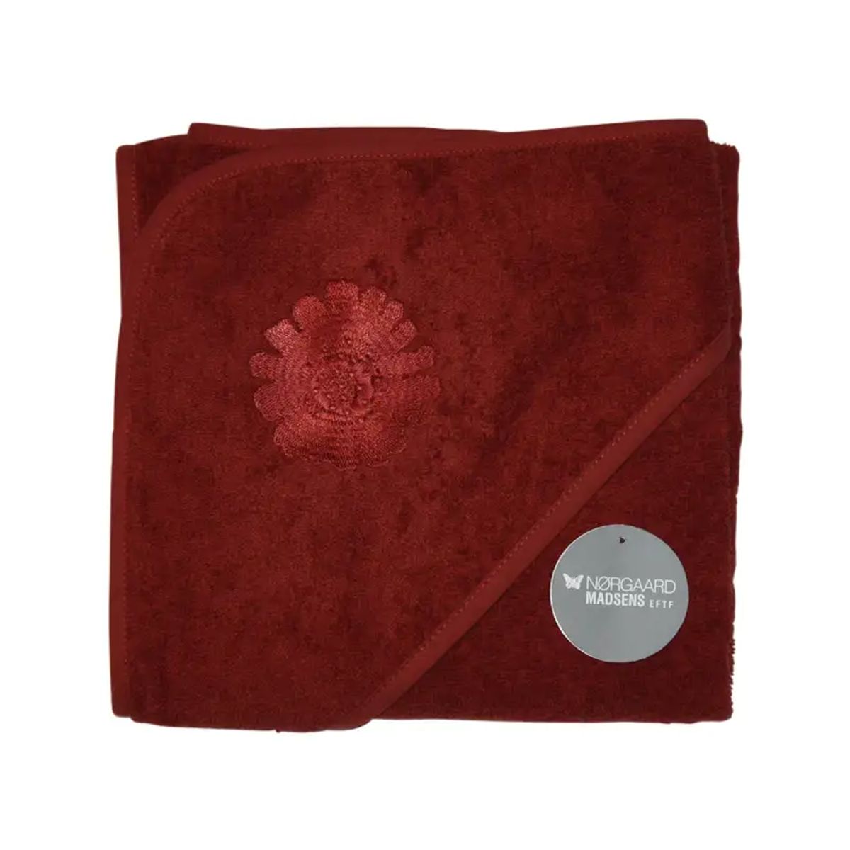 NM Badeslag dusty red m/ blomst apl. Str. 100x100 cm.