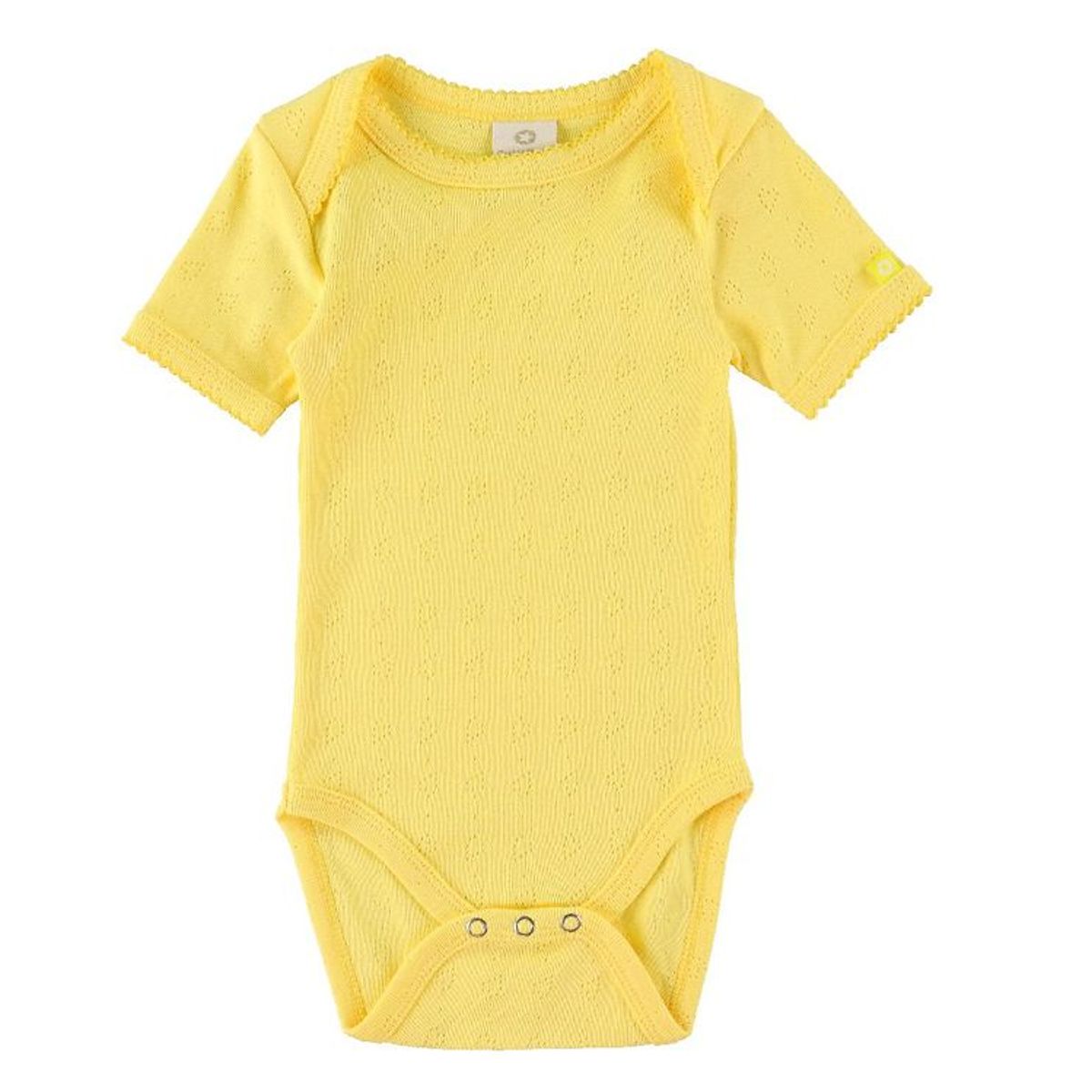 Smallstuff Body k/æ - Heart Jaquard - Soft Yellow m. Hulmønster