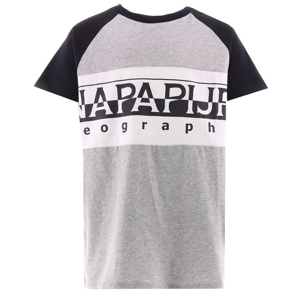 Napapijri T-shirt - Gråmeleret m. Sort/Hvid