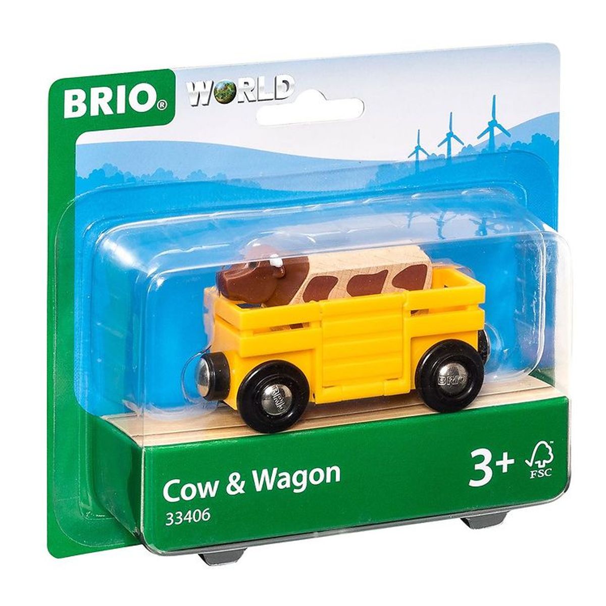 BRIO World Kvægvogn m. Ko - Gul 33406