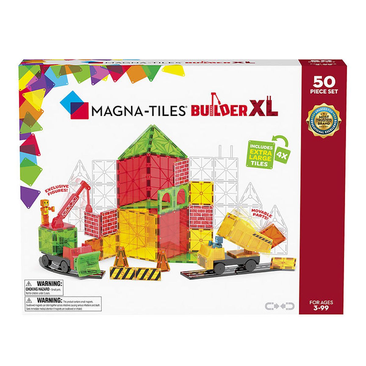 Magna-Tiles Magnetsæt - 50 Dele - Builder XL + MicroMAGS