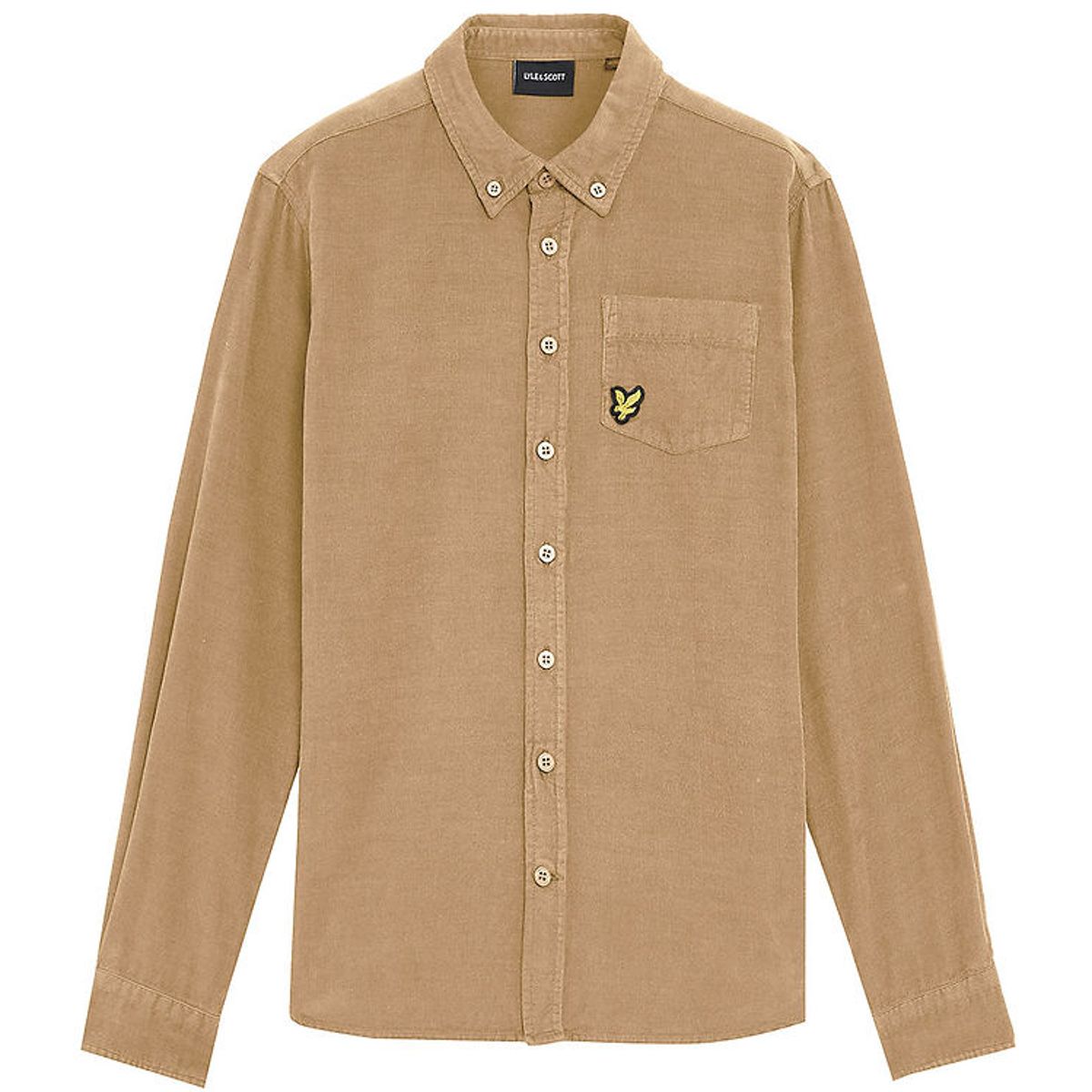 Lyle & Scott Skjorte - Fløjl - Needle Cord - Sand Storm