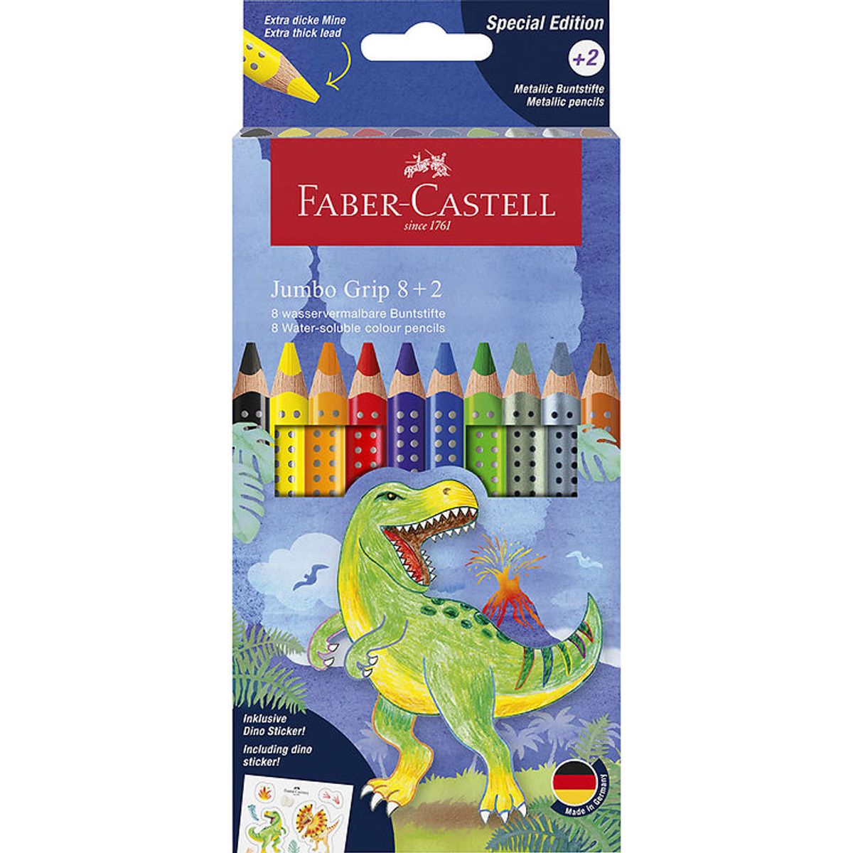 Faber-Castell Farveblyanter - 10 stk. - Jumbo Grip Dino