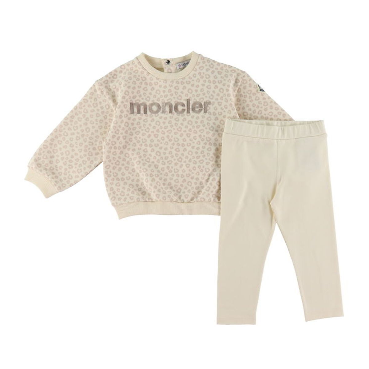 Moncler Sweatshirt/Leggings - Open White/Beige m. Leopardprint