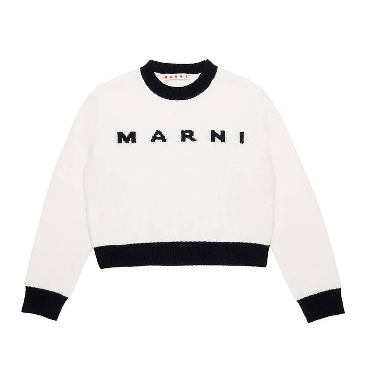 Marni Bluse - Cropped - Uld - Hvd m. Sort