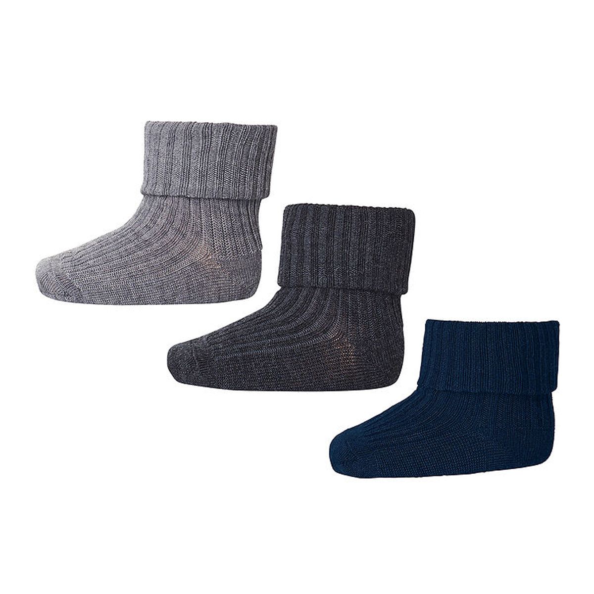 MP Strømper - 3-pak - Uld - Rib - Grey Melange