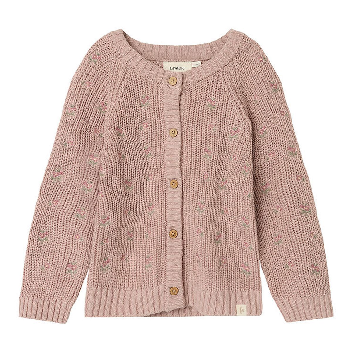 Lil' Atelier Cardigan - Strik - NmfEmlen - Shadow Gray m. Blomst