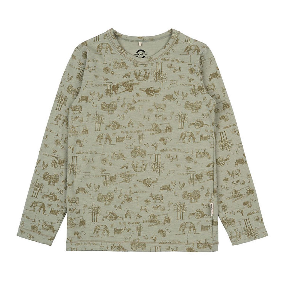 Mikk-Line Bluse - Uld/Bambus - Desert Sage m. Print