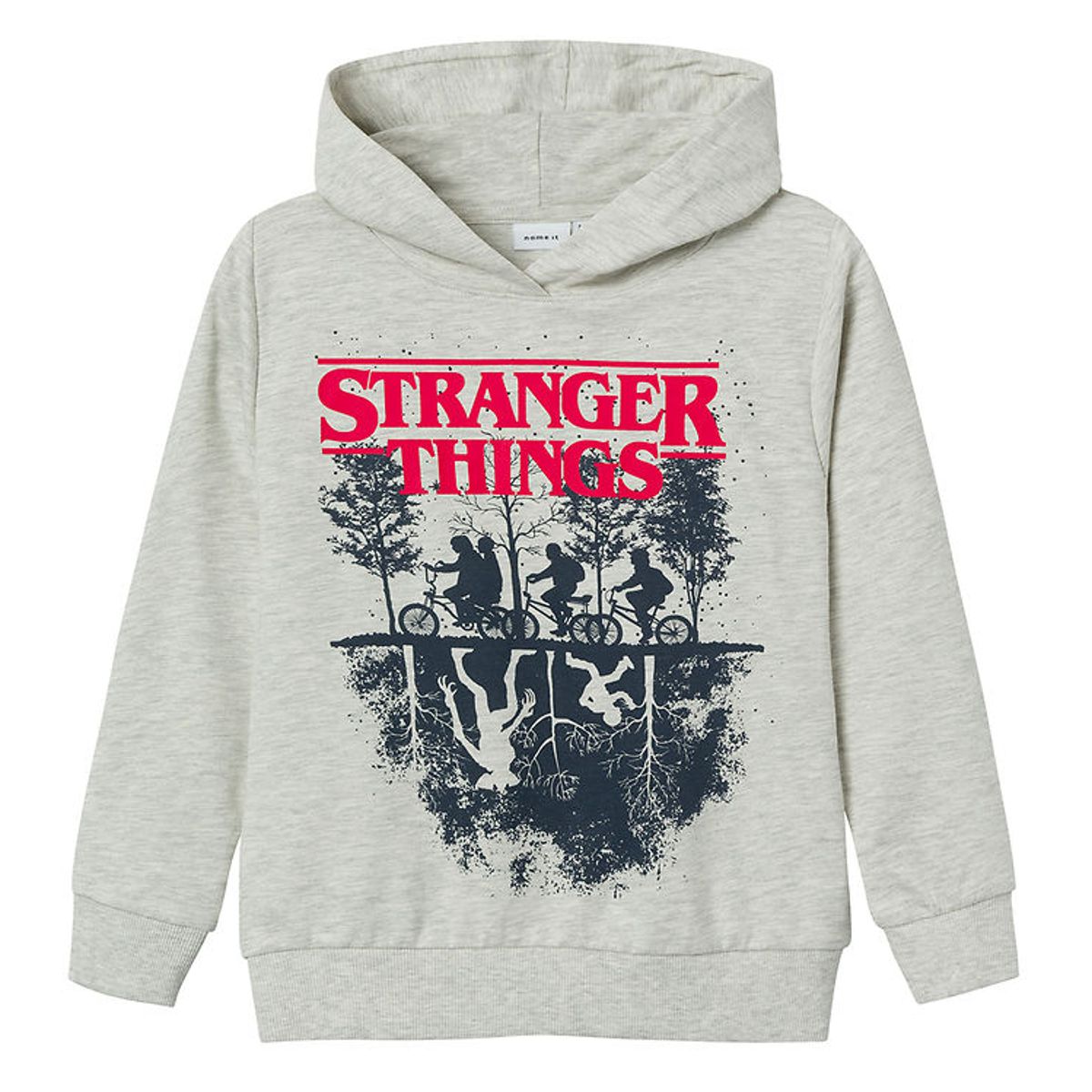 Name It Hættetrøje - NkmFinny Stranger Things - Light Grey Melan