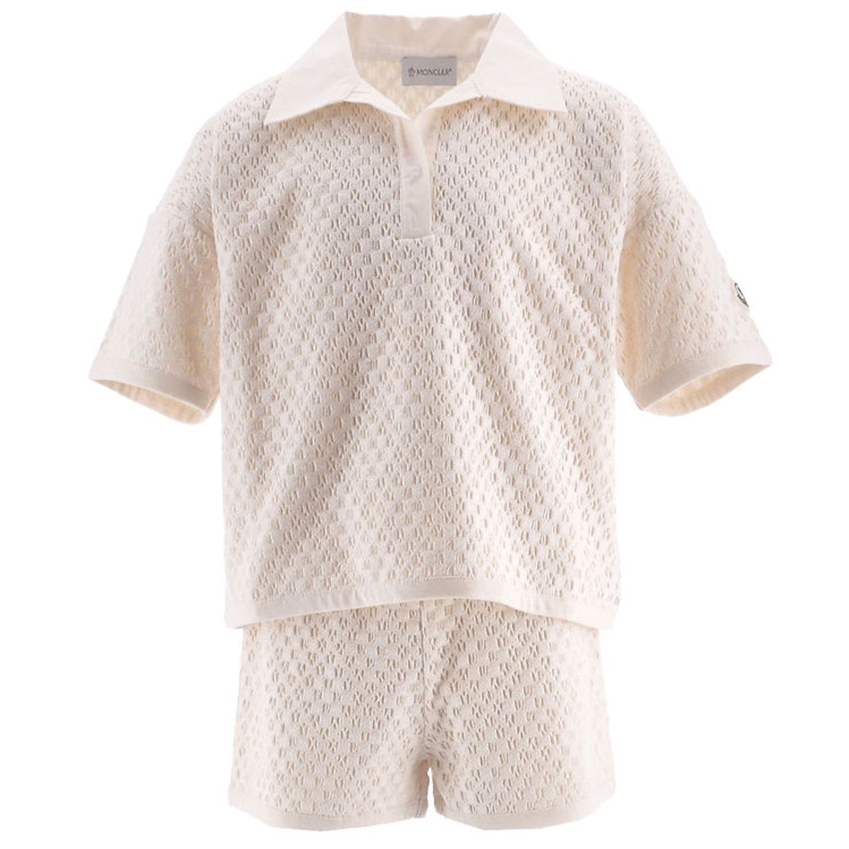 Moncler T-shirt/Shorts - Strik - Creme m. Hulmønster