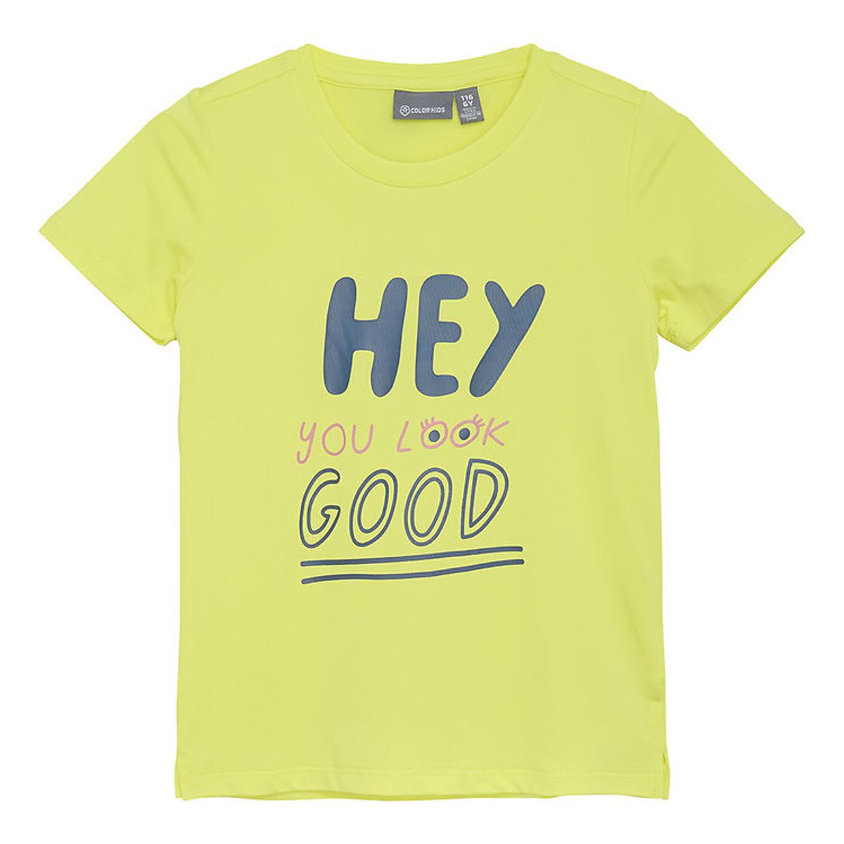 Color Kids T-shirt - Polyester - Limelight m. Tekst