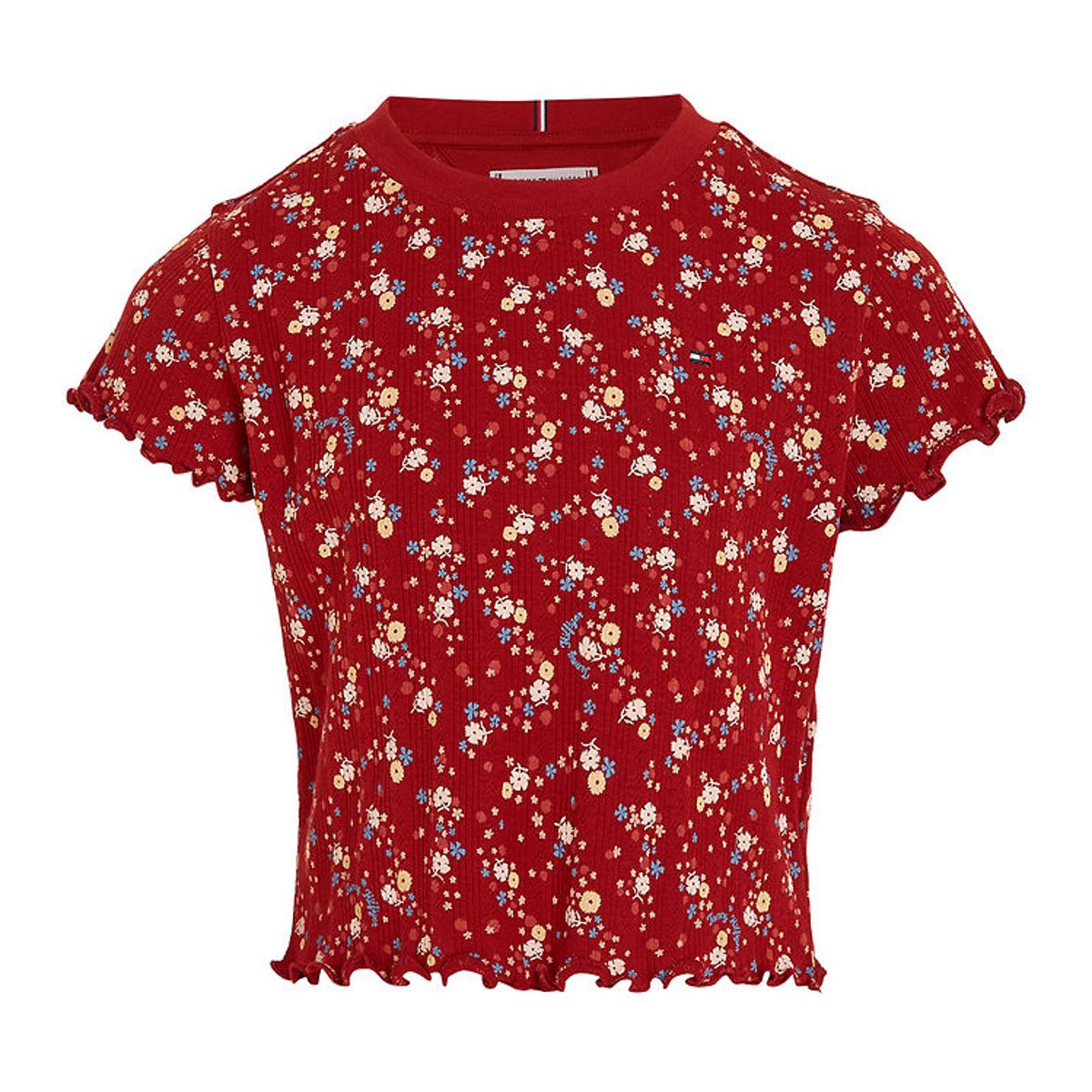 Tommy Hilfiger T-shirt - Rib - Flower Pointelle - Dark Magma All