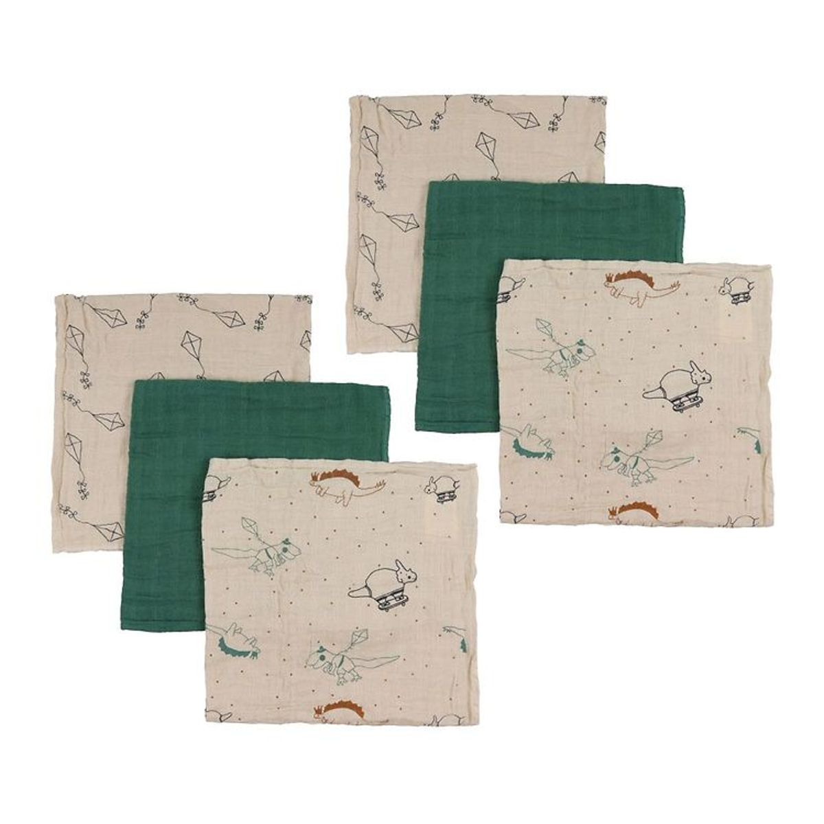 Pippi Baby Stofbleer - 6-Pak - 65x65 cm - Deep Lichen Green