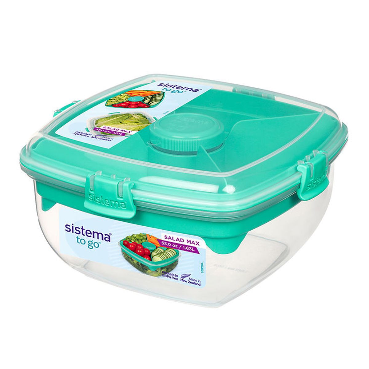 Sistema Madkasse m. Tilbehør - Salad Max - 1,63 l - Turkis