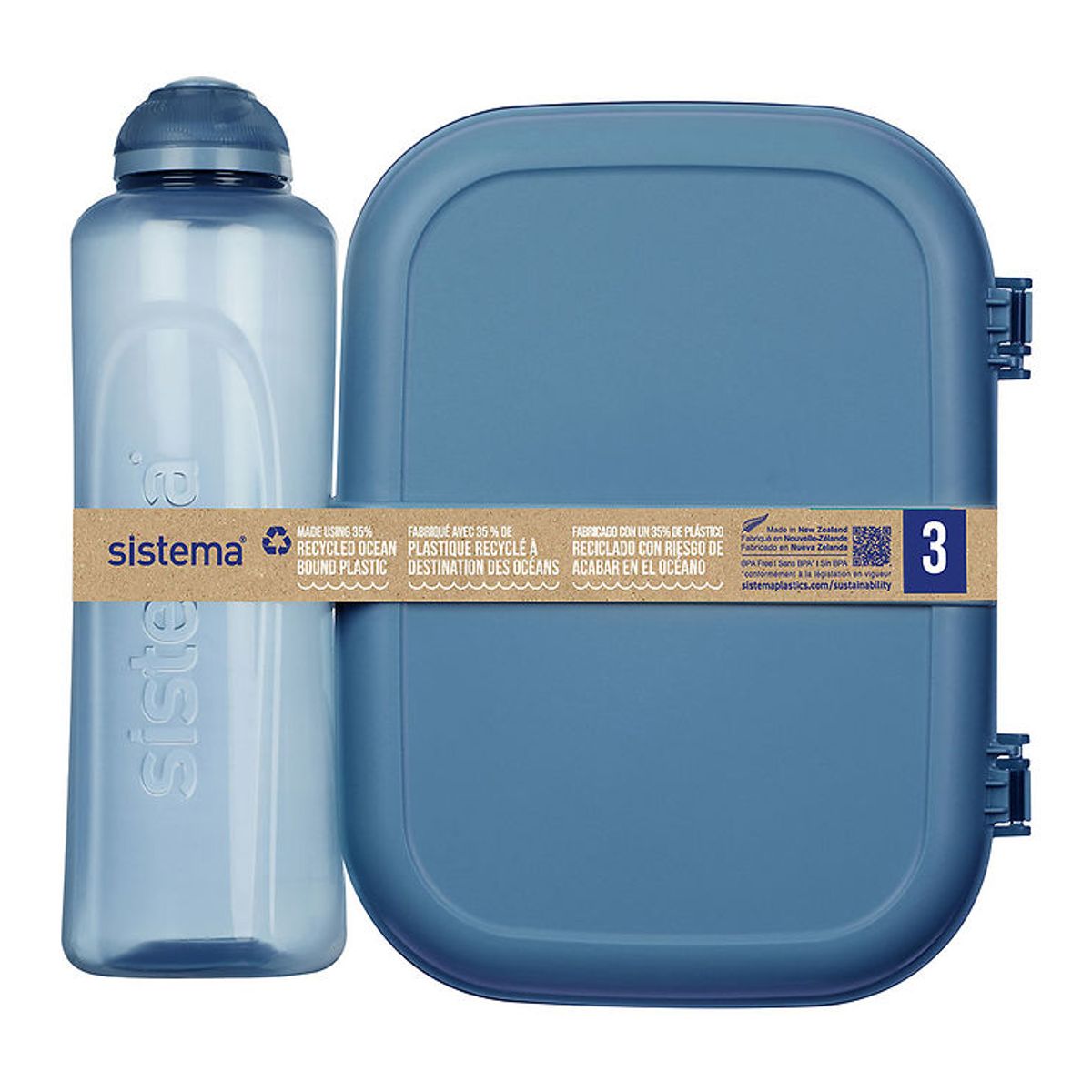 Sistema Madkasse m. Drikkedunk - 1,1 l/480 ml - Mountain Blue