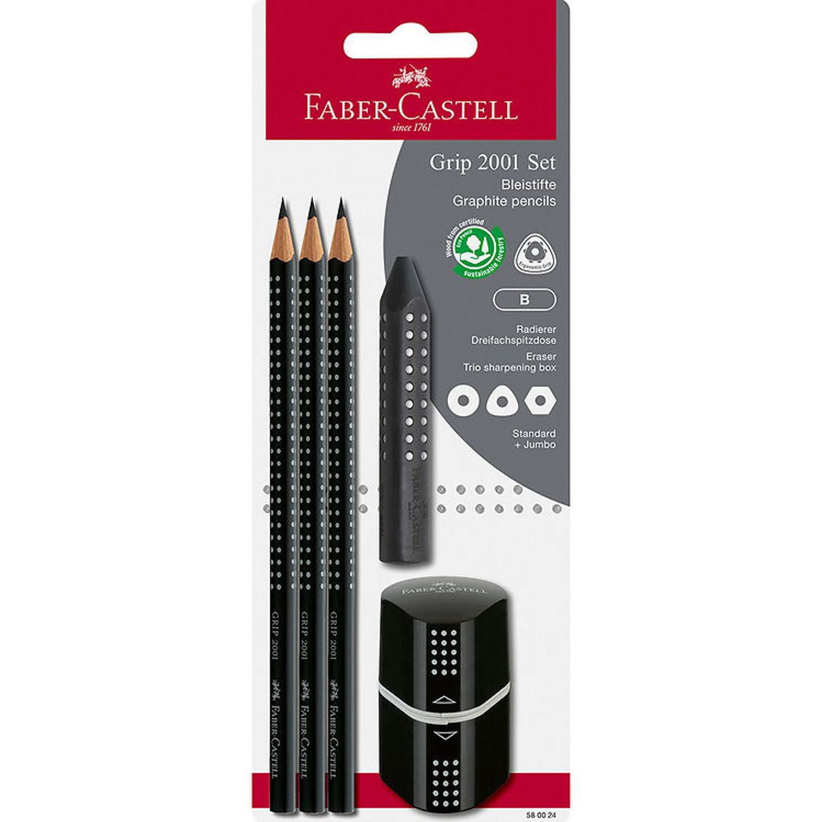 Faber-Castell Blyantsæt - Grip - 5 Dele - Sort