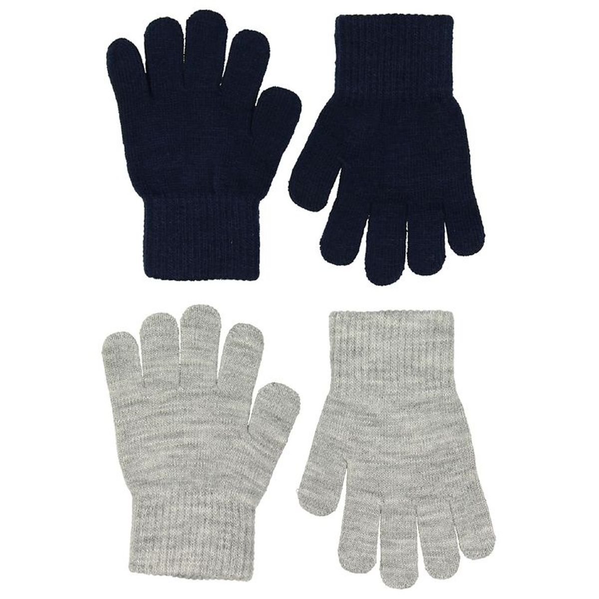 Melton Handsker - 2-pak - Strik - Gråmeleret/Navy