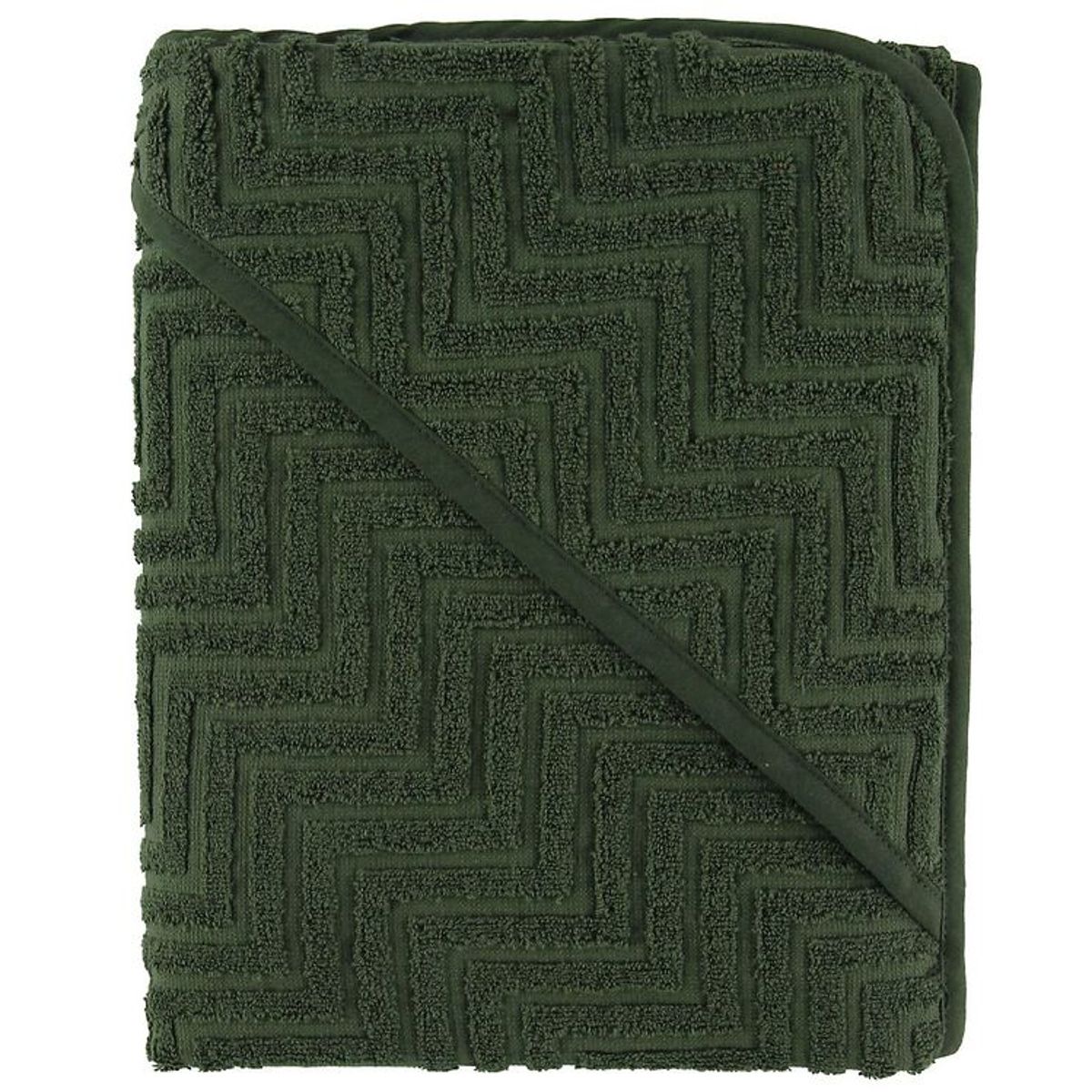 Filibabba Babyhåndklæde - Zigzag - 90x90 cm - Dark Green