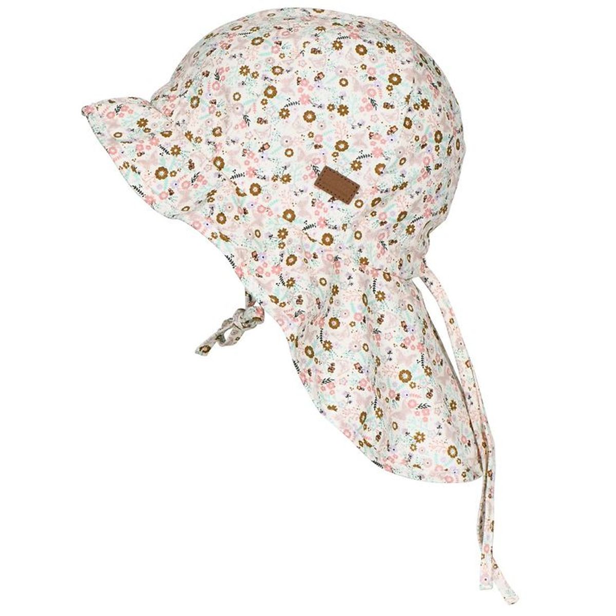 Melton Sommerhat - UV50+ - Creme m. Blomster