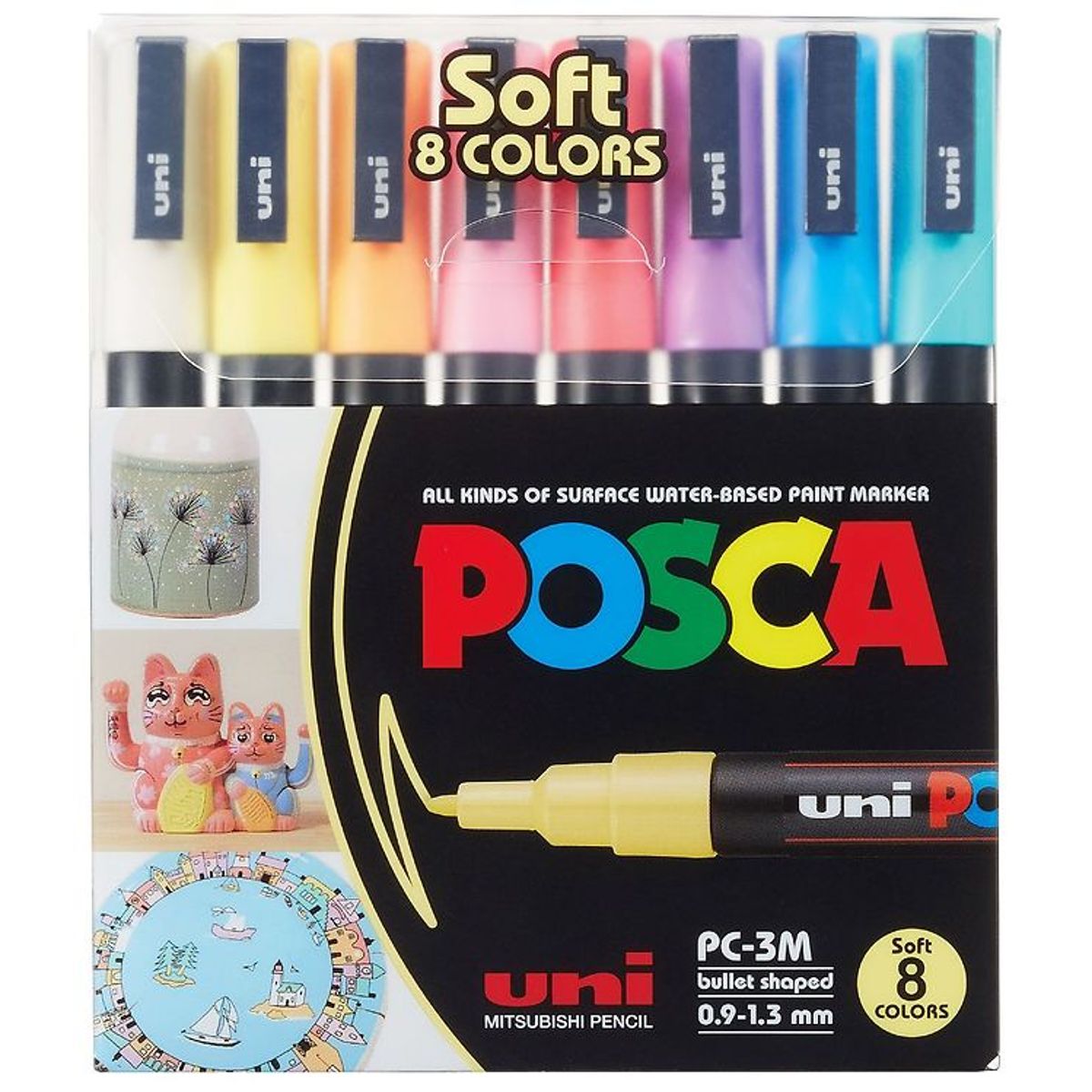 Posca Tuscher - PC-3M - 8 stk. - Afdæmpede Farver