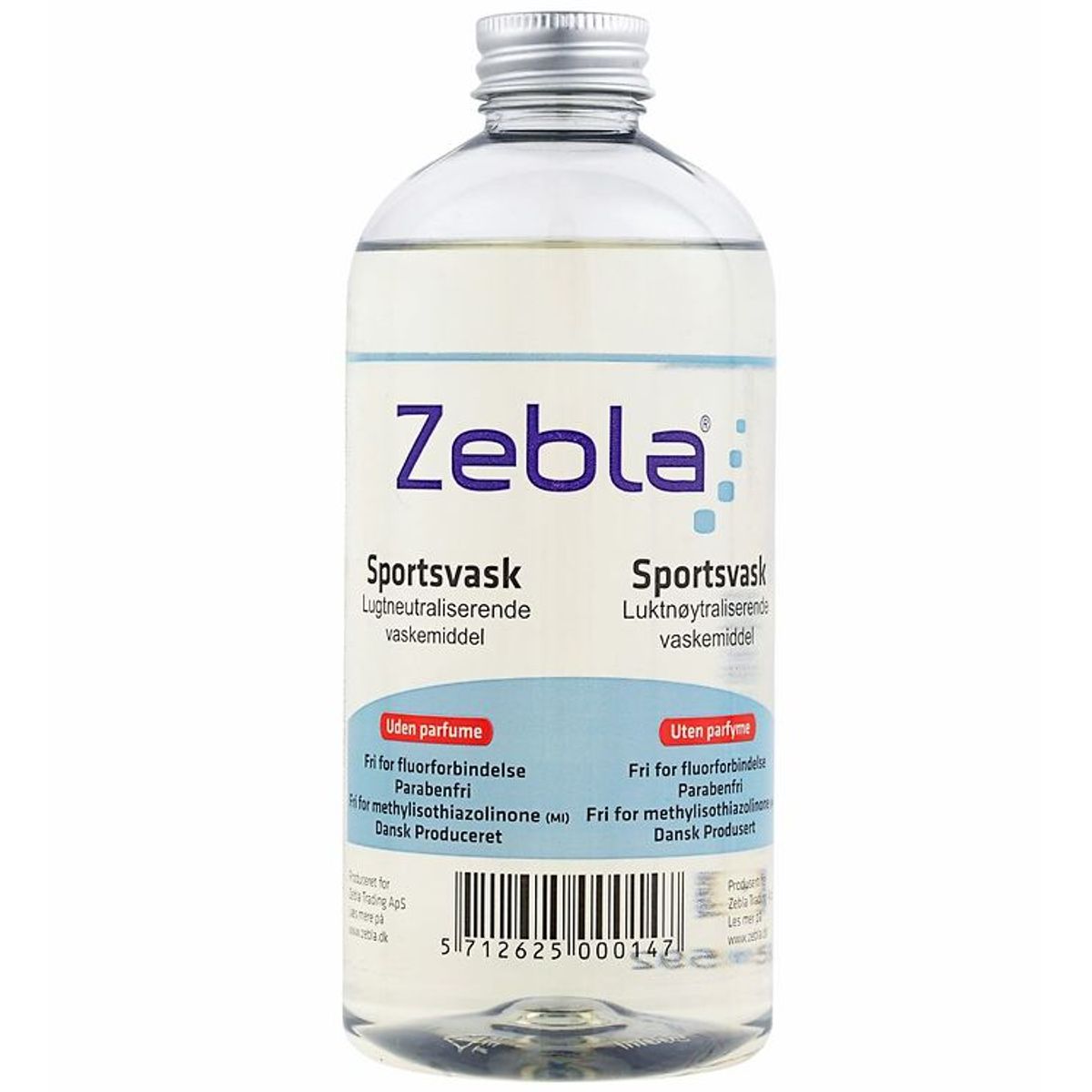 Zebla Sportsvaskemiddel - 1000 ml - Parfumefri