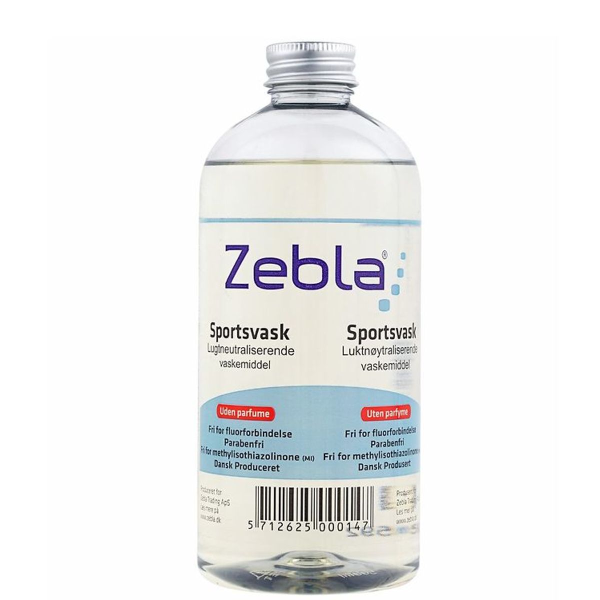 Zebla Sportsvaskemiddel - 500 ml - Parfumefri