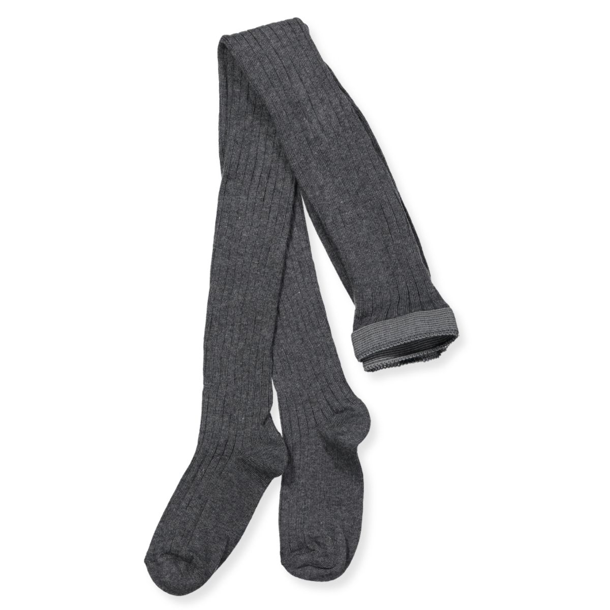 Dark grey melange rib strømpebukser (160 cm)