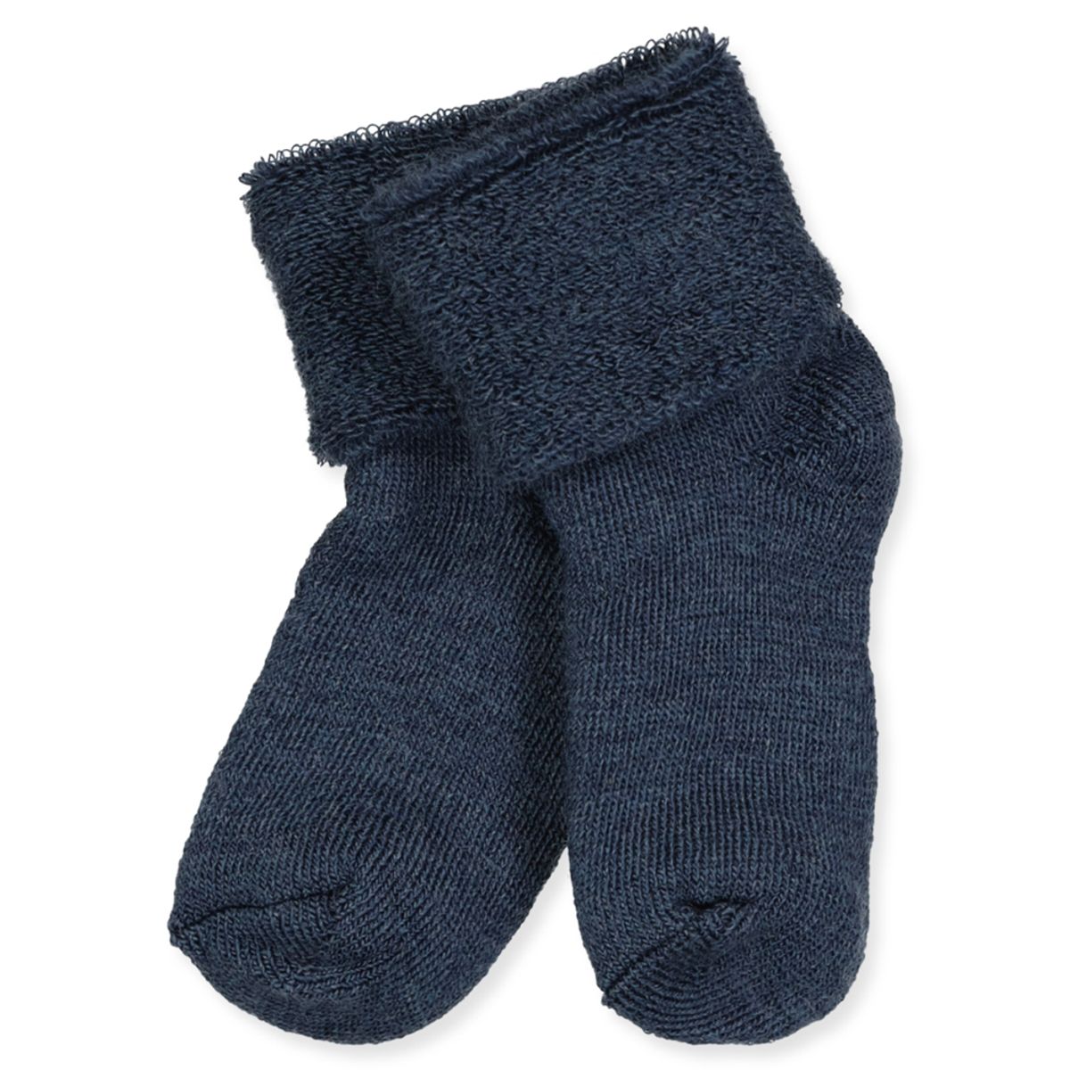 Dark denim melange uld babystrømper (22-24)