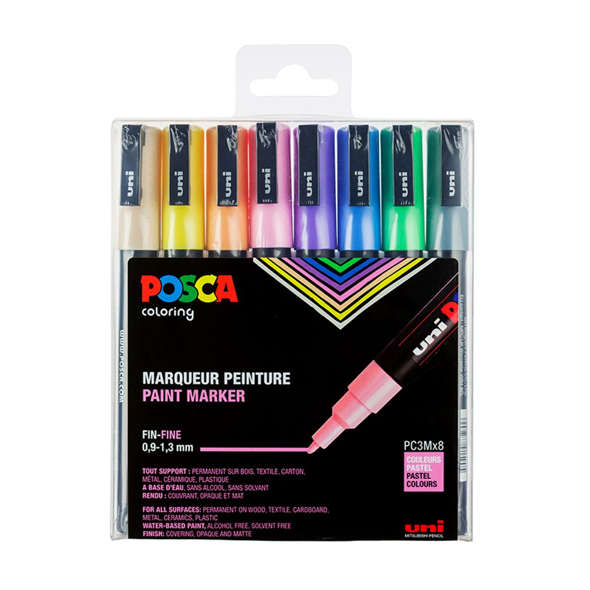 Uni Posca 8 stk. / PC3MX8 / pastel farve...