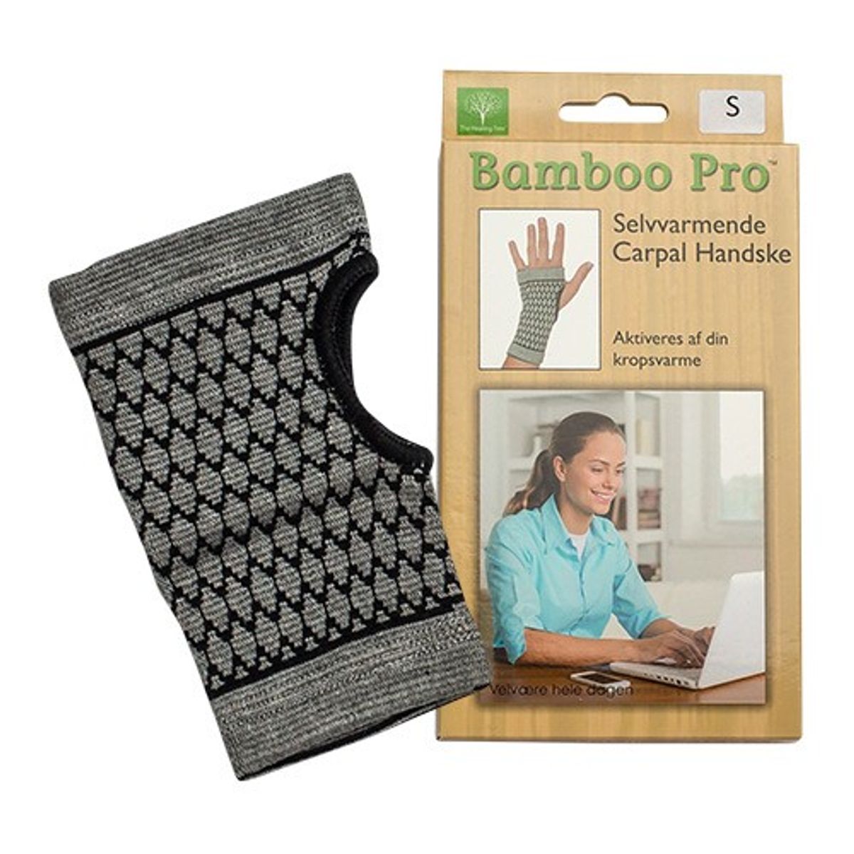 Carpal handske, selvvarmende Str. S - 1 styk - Bamboo Pro