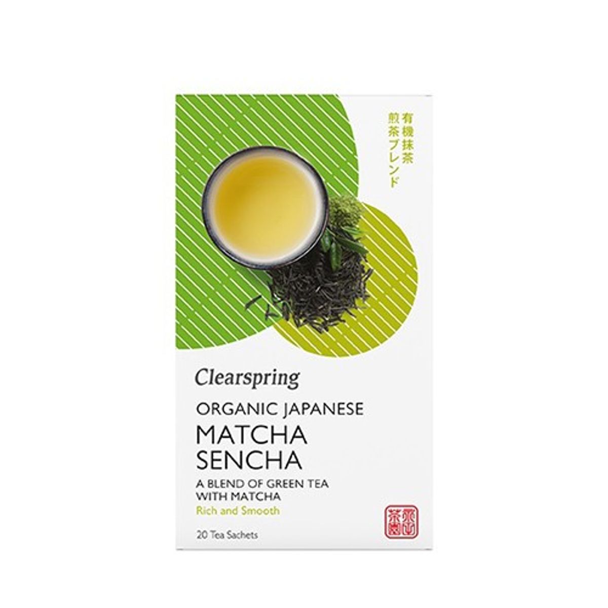 Grøn te Sencha med Matcha pulver Økologisk - 20 breve - Clearspring