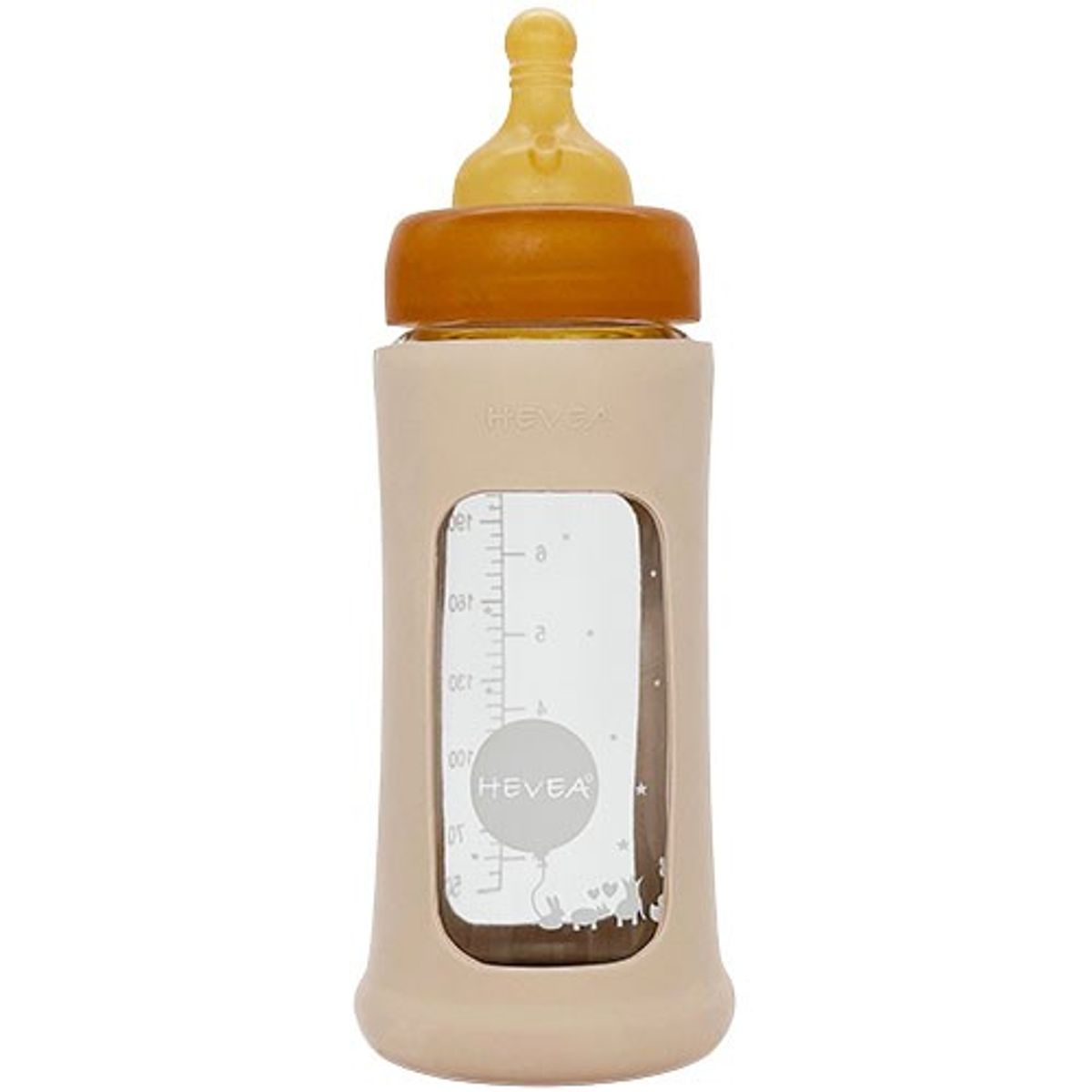 Baby glasflaske wide neck m. sleeve Sand 250 ml - 1 styk