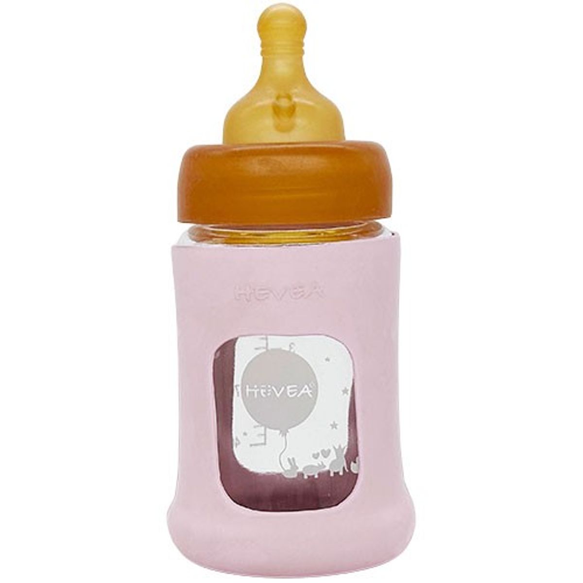 Baby glasflaske, wide Neck m. Sleeve 150ml Powder Pink - 1 styk