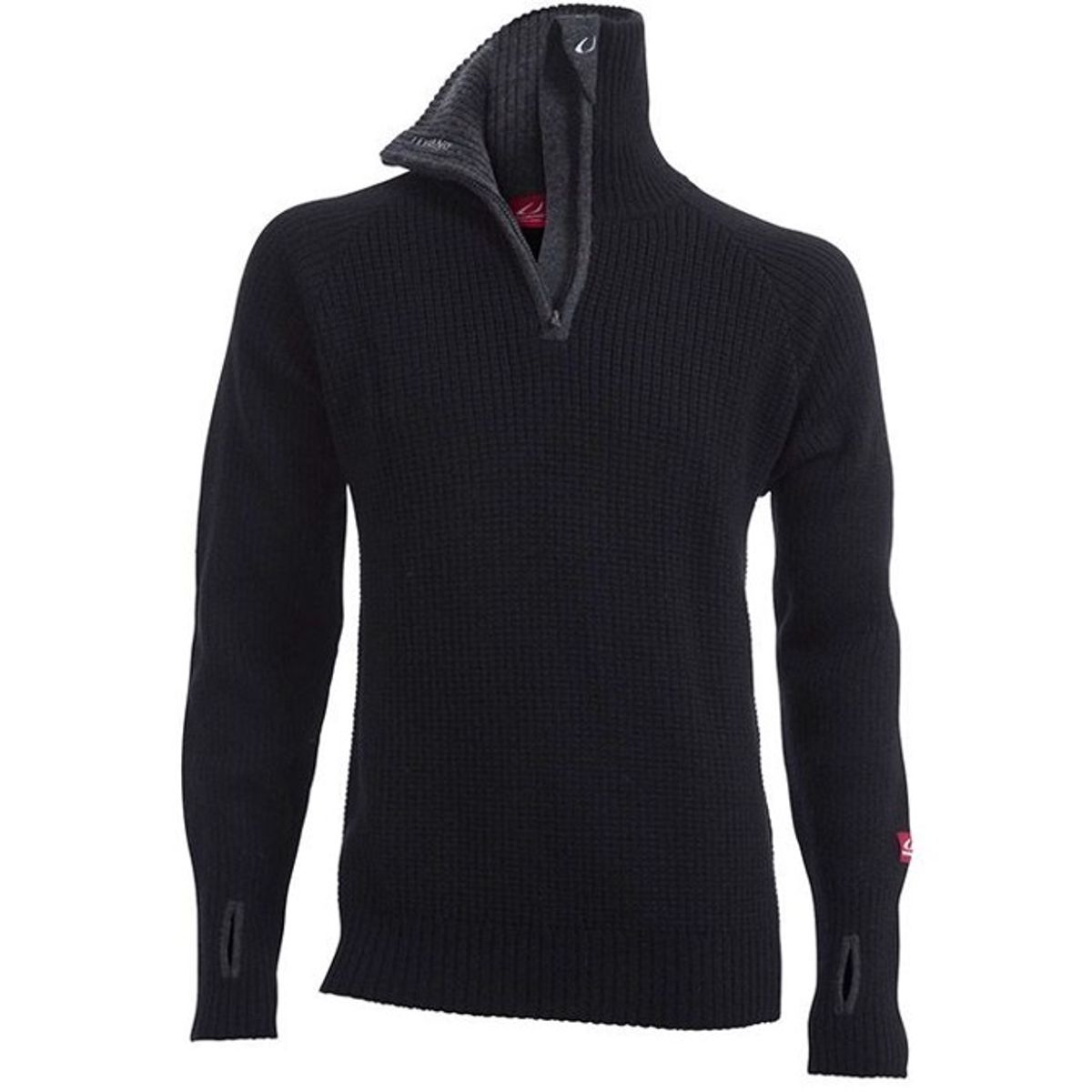 Ulvang Rav sweater w/zip uldtrøje-Sort/Sort melange-XS - Trøjer