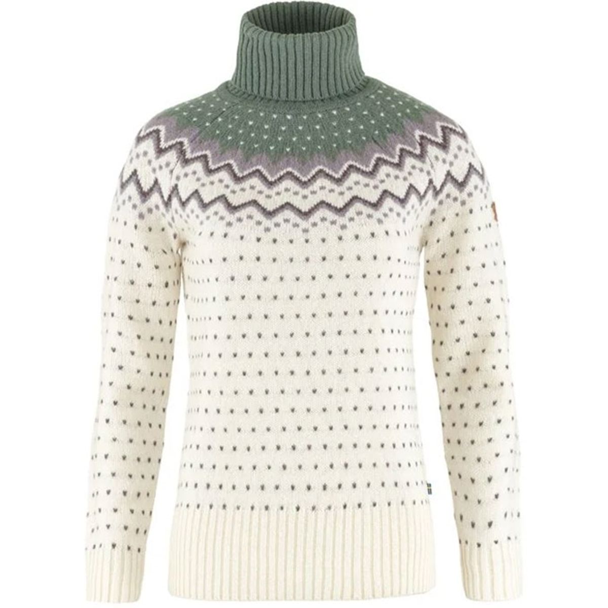 Fjällräven Övik Knit Roller Neck Woman-chalk Hvid / patina Grøn-L - Trøjer