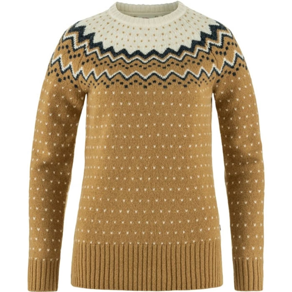 Fjällräven Övik Knit Sweater W-Grønwheat Brun/chalk Hvid-L - Trøjer