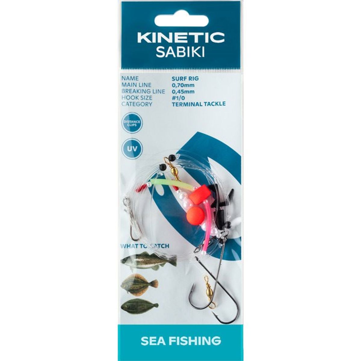 Kinetic Sabiki Surf Rig Rød, str. 1/0 - Fladfiskeforfang