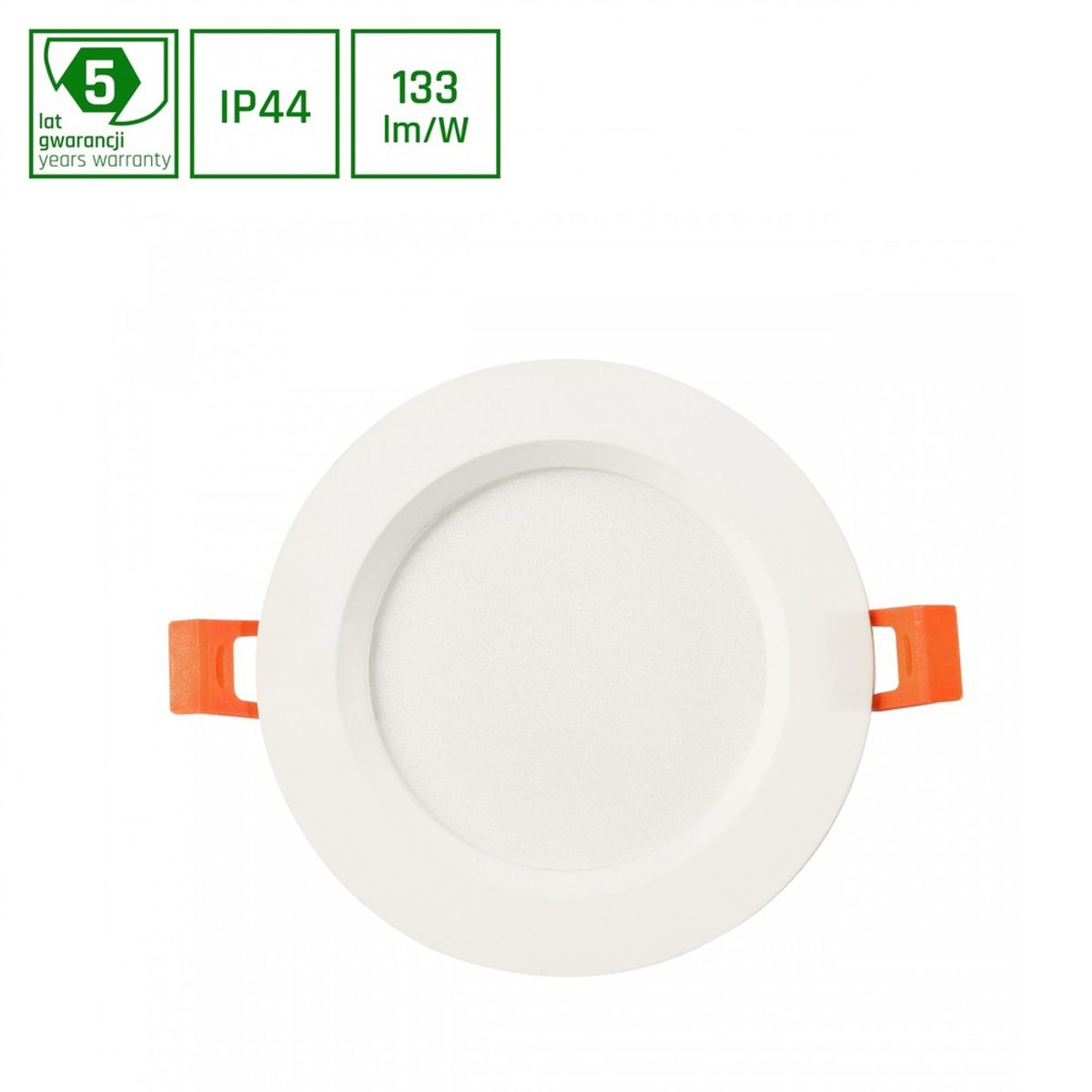 Dure 3 Max Downlight 12W - Varm hvid, 230V, 110°, IP44, IK06, Ø140x30, Hvid, Rund - Dæmpbar : Ikke dæmpbar, Kulør : Varm