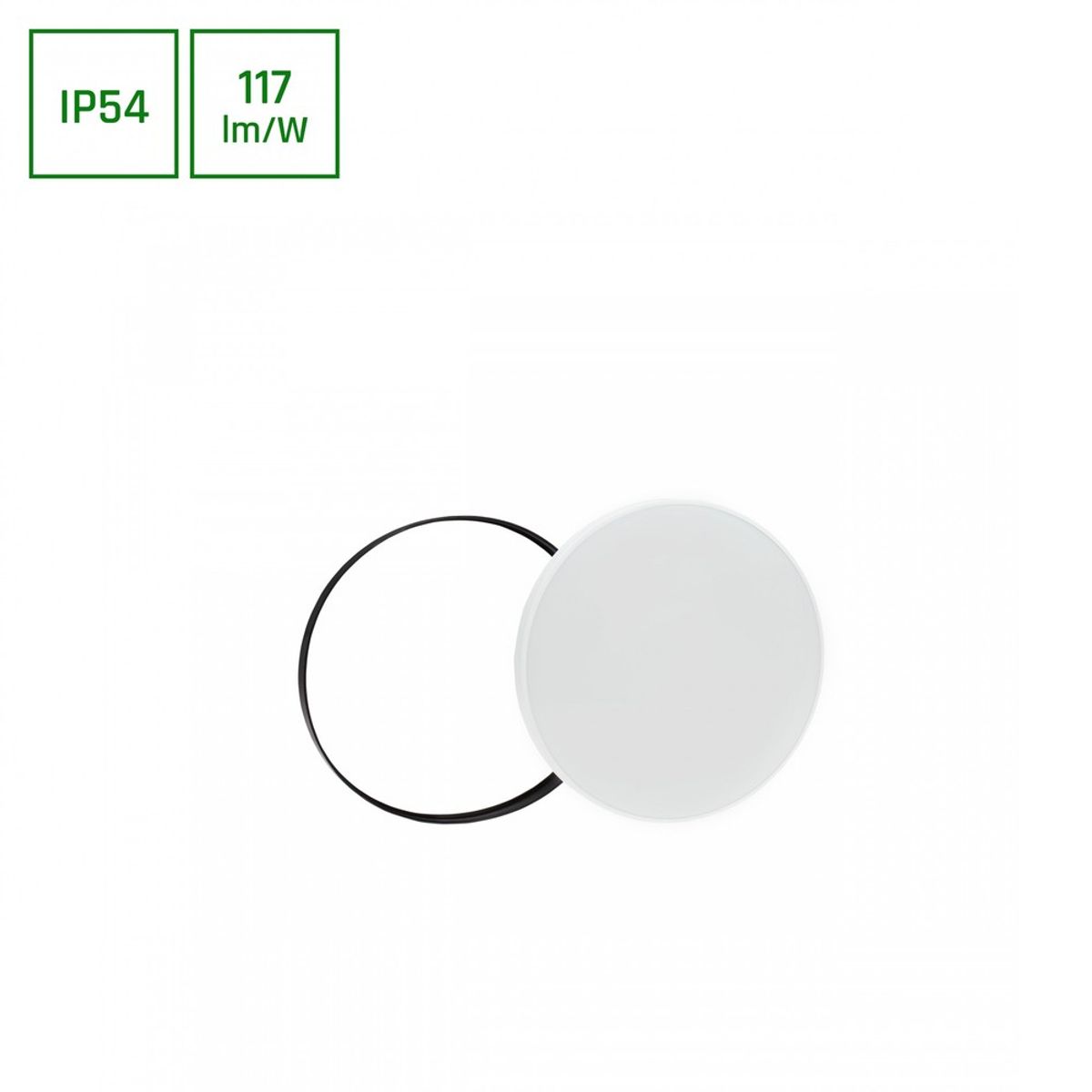 NYMPHEA 24W - Neutral Hvid 230V, 115°, IP54, IK04, Ø320x52, Hvid/Sort, Runde Ringe med Vedhæng - Dæmpbar : Ikke dæmpbar, Kulør : Neutral