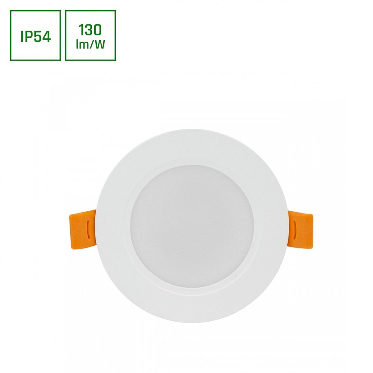 Dure Downlight 5W E27 - 3, Varm hvid, 230V, 110°, IP54, IK06, 95x31, Hvid rund, Integreret driver - Dæmpbar : Ikke dæmpbar, Kulør : Varm