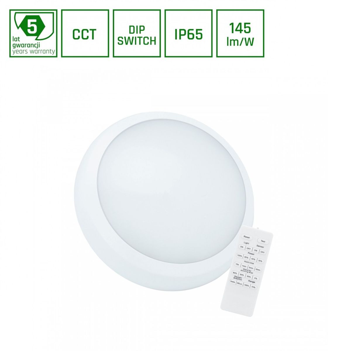 Nymphea City Pro 24/30W - CCT 230V 120° IP65 IK08 Ø320x80mm, Hvid, Rundt, Pendel, Fjernbetjening - Dæmpbar : Ikke dæmpbar