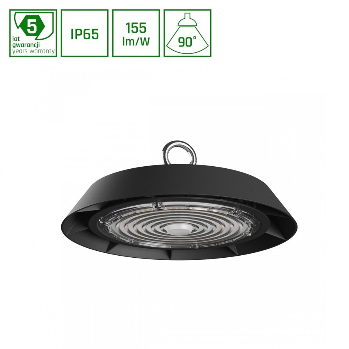 PLATEO High Bay 100W - Neutral Hvid, 230V, 90°, IP65, IK09, 250x120mm, Sort, 1-10V - Kulør : Neutral