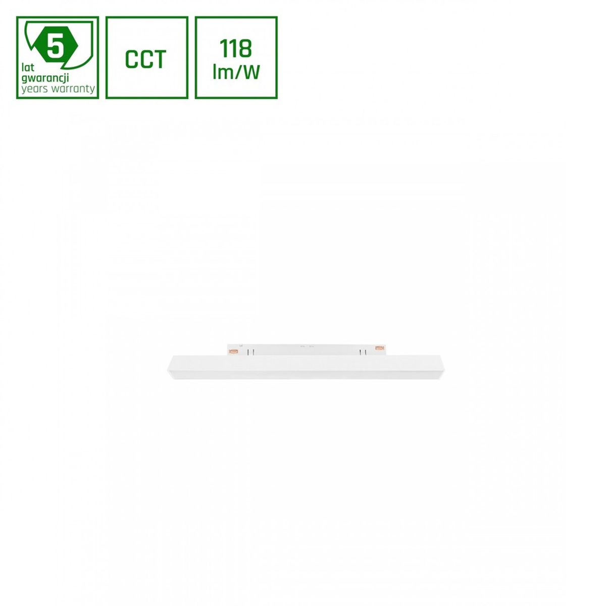 System Shift CCT- Line S Skinne - Lys 304x23x42mm, 8W, 100°, Hvid, CCT Switch - Dæmpbar : Ikke dæmpbar, Kulør : CCT (Varm til Kold Hvid)