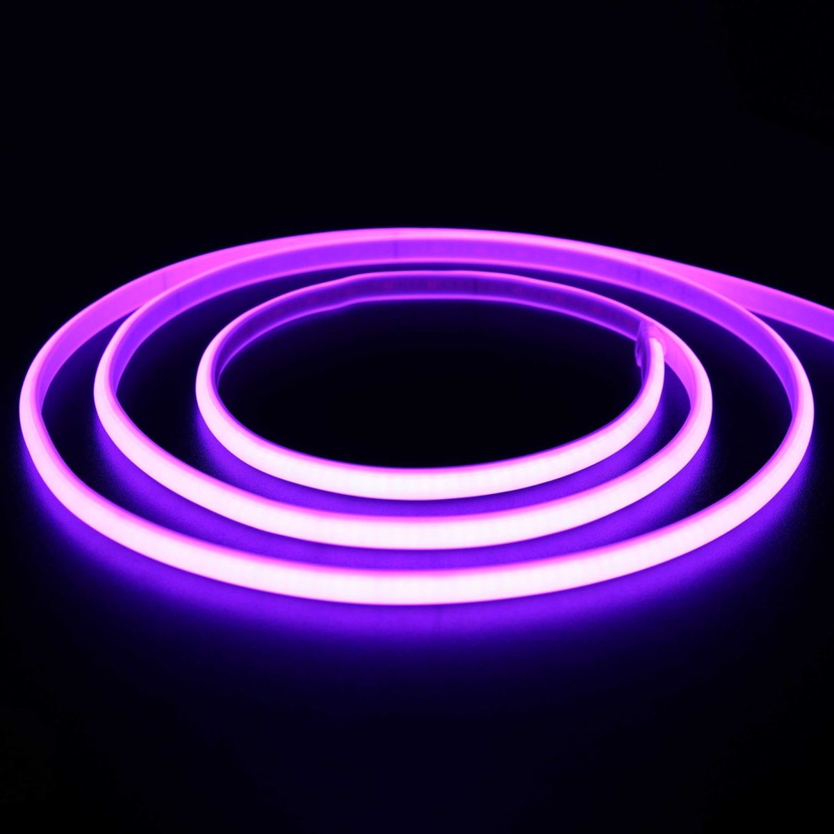 5 m. vandtæt Lilla Neon COB strip - 230V, IP67, 288 LED, 11,5W/m, kan klippes for hver 10cm